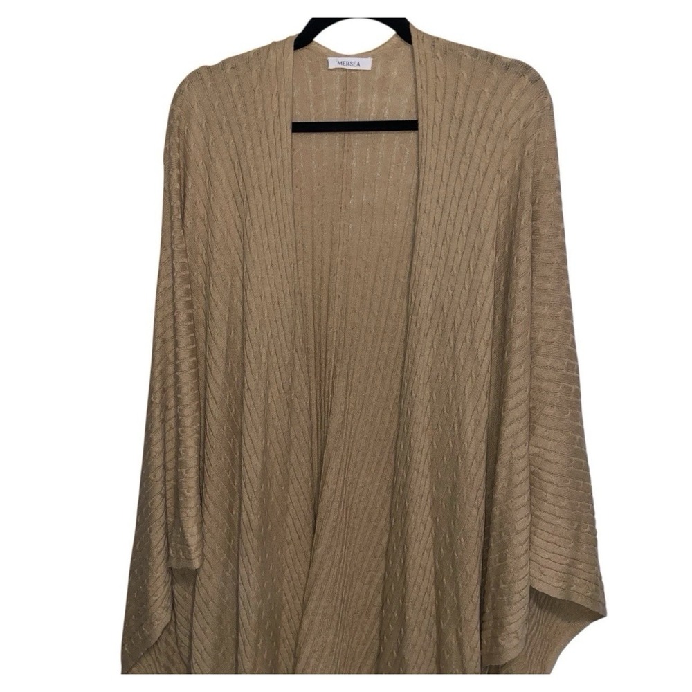 Mersea Sweater Wrap Poncho O/S Cotton Cashmere Shawl Quiet Luxury Resort Travel